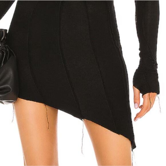 SAMI MIRO VINTAGE Asymmetric Long Sleeve Dress in Black NWT Size XS - Picture 4 of 4